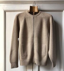 Camel Hair English Rib Bomber Jacket