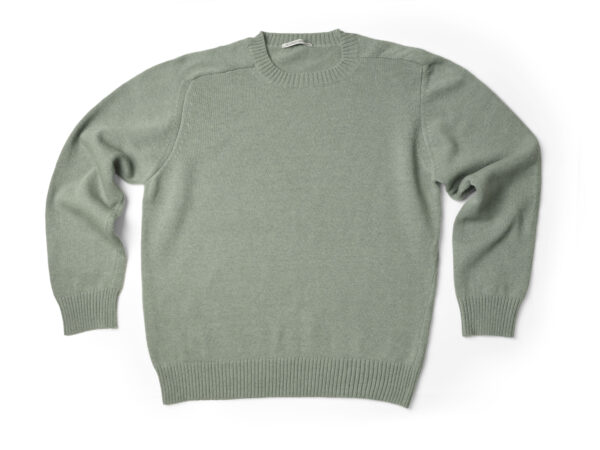 super geelong lambs wool jersey roundneck single strand set-in sleeve sisal