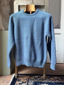 super geelong lambswool roundneck steel blue