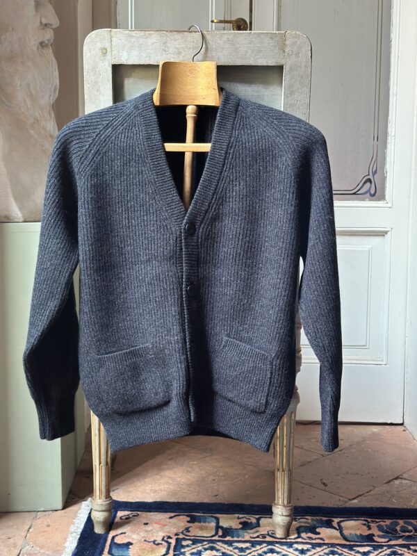 super geelong lambswool cardigan charcoal