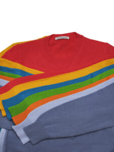 cashmere stocking stitch roundneck single strand set-in sleeve multicolor - Image 2